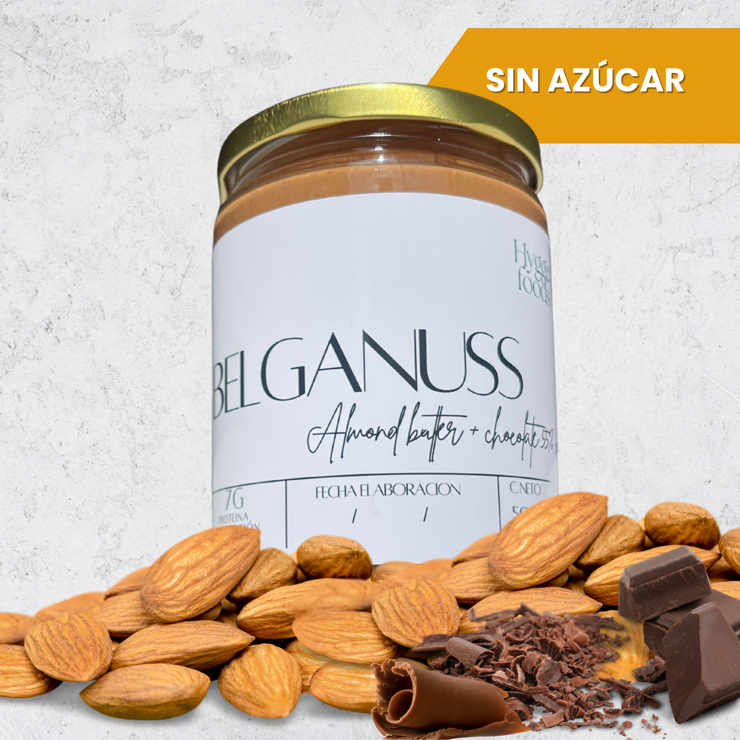 Belganuss – Mantequilla de Almendra & Chocolate Belga 55% cacao (500g)