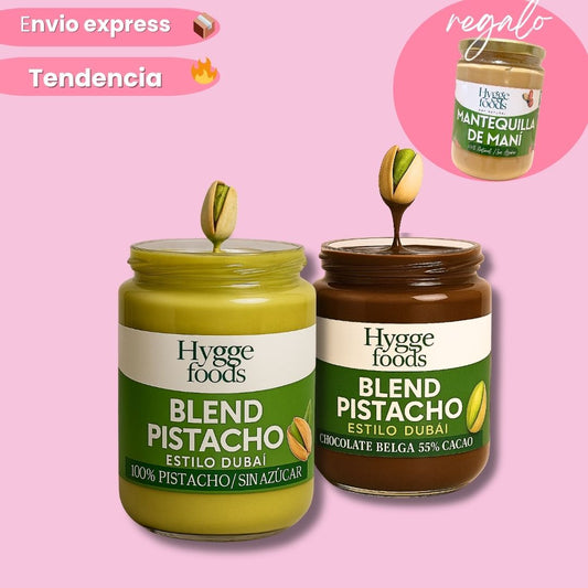 PACK PISTACHO DUBAI: MANTEQUILLA DE PISTACHO CON CHOCOLATE BELGA SIN AZUCAR + envio GRATIS
