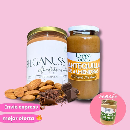 PACK ANTIOX FIT: MANTEQUILLA DE ALMENDRAS + MANTEQUILLA BELGA NUSS + REGALO + envio GRATIS