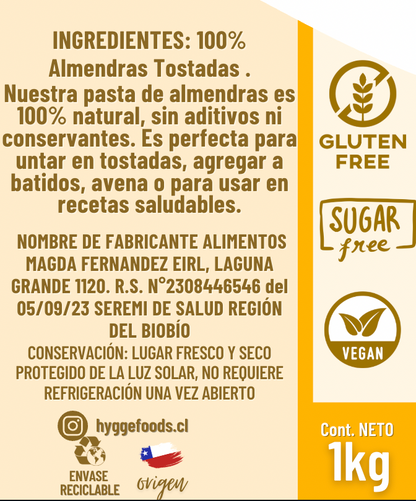 Mantequilla de almendras tostadas 100% natural, sin azúcar
