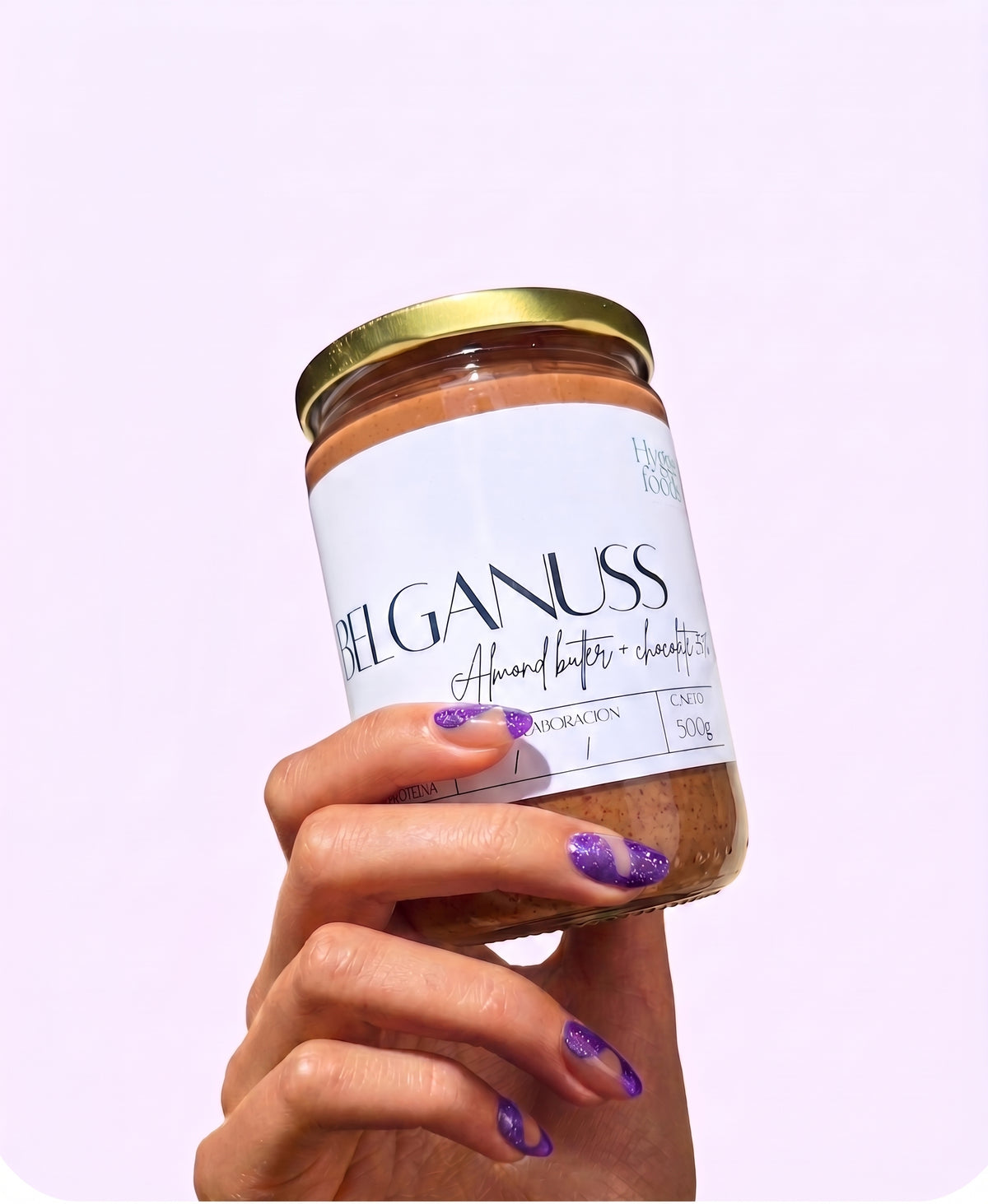 Belganuss — mantequilla de almendras con chocolate belga 55% cacao