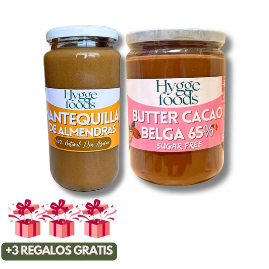 PACK CYBER Mantequilla de almendras y Cacao belga 500g+ Regalo